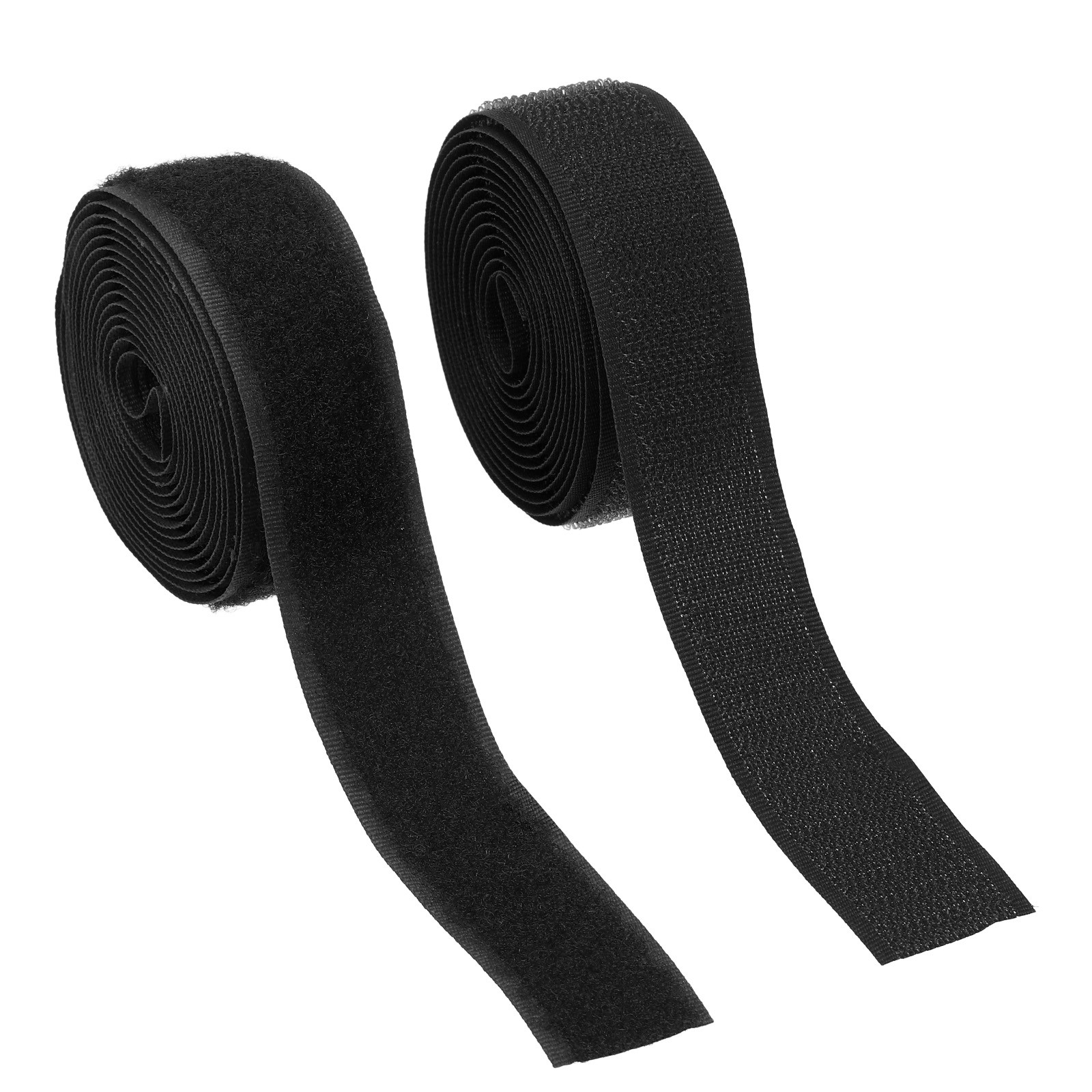 Sew on Hook and Loop Tape, 1 Inch Nylon Fastener Strips 2 Yards (Black)