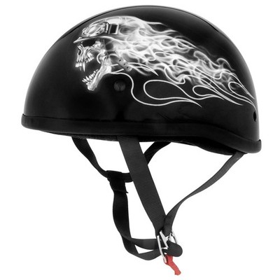Skid Lid Original Lethal Threat Biker Skull Helmet - Black/White - XS 646926