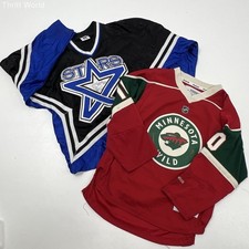 Lot of 2 Kids Hockey Jerseys Reebok Minnesota Wild Setoguchi #10 & Stars Sz S/M