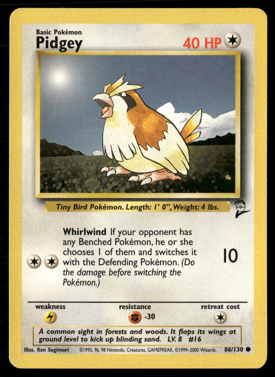Pidgey 86/130 Common Base Set 2 Pokemon Near Mint