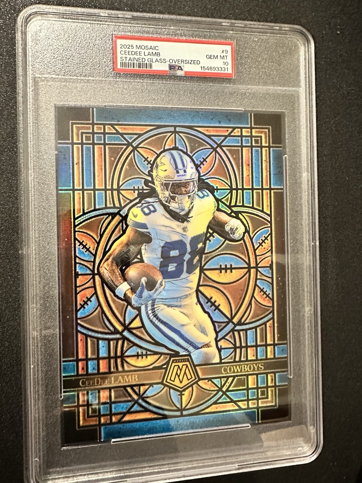 2025 Panini Mosaic - Stained Glass Oversized CeeDee Lamb #9 PSA10 (pop 2)