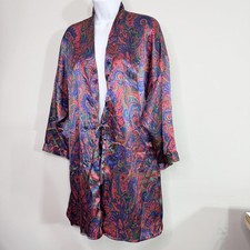 VTG Gold Label Victoria's Secret Robe Womens Small Multicolor Paisley Satin