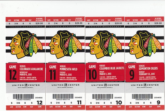 1 CHICAGO BLACKHAWKS VS MINNESOTA WILD TICKET STUB 3/5/13 HOSSA, KANE ...