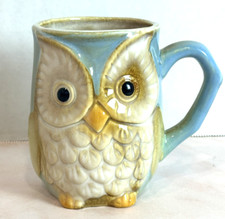 Coffee Mug Burton  Burton Blue Green Owl Porcelain Tea Coffee Mug