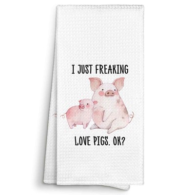 I Just Freaking Love Pigs Kitchen Towels Decorative Gifts for Pig Lovers 16x2...