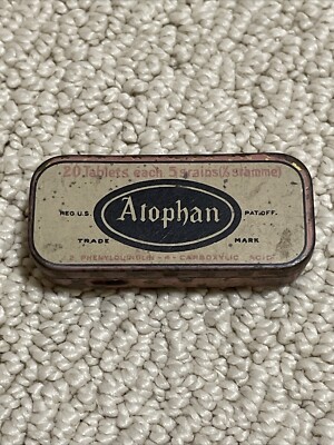 Antique 1910s Atophan Medicine Tin - Schering & Glatz - Empty
