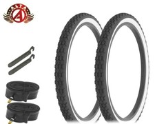 ALTA BICYCLE WIRE BEAD DURABLE TIRE 24 x 2.125 BLACK/WHITE ROUGH KNOBBY 6pc SET.