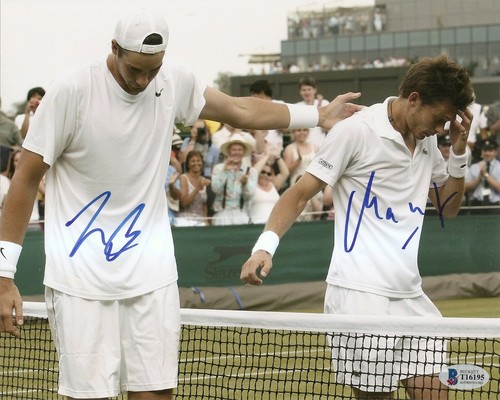 John Isner Nicolas Mahut Wimbledon Dual Signed Auto 8x10 PHOTO Beckett BAS COA - Picture 1 of 2