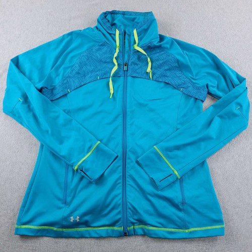 Under Armour Jacket Womens XL Blue Running Athletic Reflactive Thumb Loops