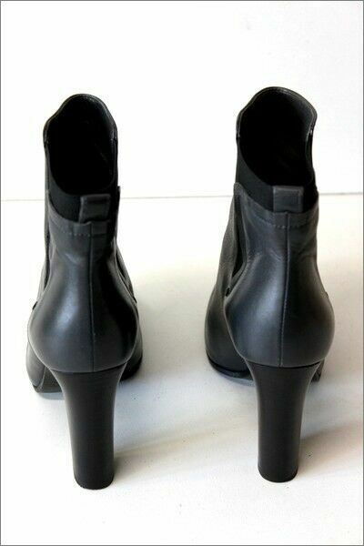 Bottines Janet & Janet En Cuir Gris Foncé - Talons Hauts, Taille 37 (occasion TBE)