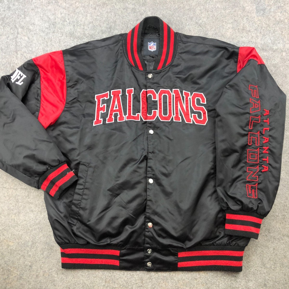 Atlanta Falcons Jacket Mens 2XL Black Red Embroidered Logo Spell