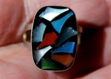 Stunning Small ISRAEL Handmade Sterling Silver  Shell Modernist Ring Size 5.50