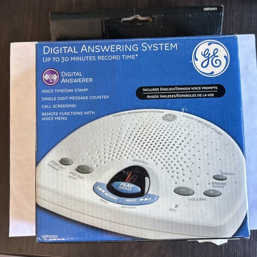 GE Digital Answering Machine White 29875GE1 Used In Original Box Free Ship