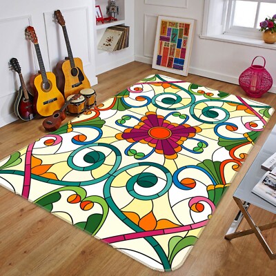 3D Green Petal Pattern ZHUA145 Game Non Slip Rug Mat Photo Carpet Amy
