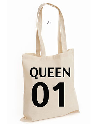 Queen King Crown He's Mine She's Mine Paar Weihnachten Baumwolltasche (Queen01, Tasche)