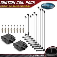 New 2x Ignition Coils & 8x Iridium Spark Plugs & 10x Wires for Lexus LS400 SC400