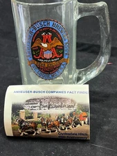 Anheuser Busch Companies Glass mug w/ Clydesdal facts from 60th Anniversary 1992