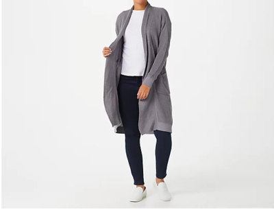 Seed to Style Women Organic Cotton Long Cardigan Sweater Slate