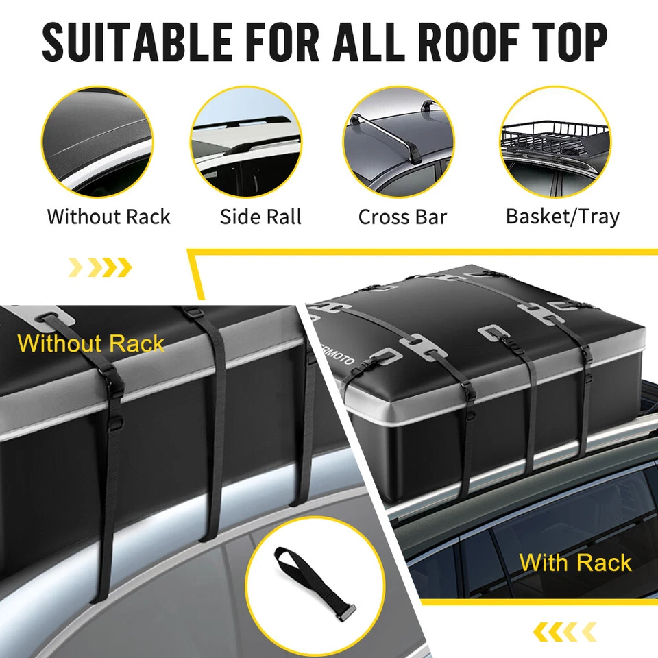 For Nissan Pathfinder 21 Cubic Feet Roof Top Cargo Carrier Bag 600D Waterproof - Image 3 of 4