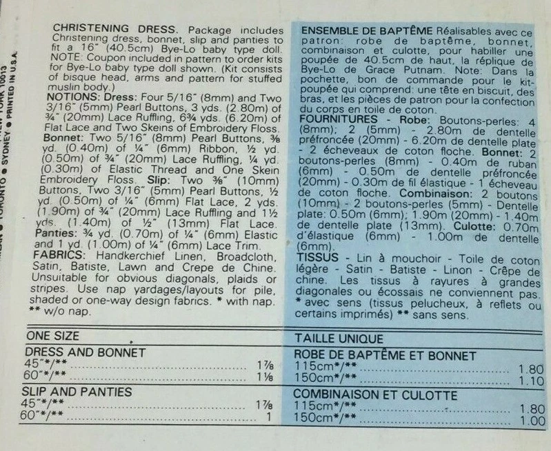Vintage Vogue Pattern Linda Carr 9176 Sewing Craft Baby Doll Christening Dress  - Image 2 of 4
