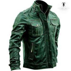green colour leather jacket