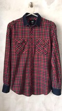 Dolce Gabbana Red Tartan Button Shirt Slim Denim Size ~ S 15 1/2 39