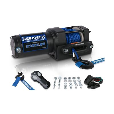 REINDEER New 12V Winch 3500 lb Load Capacity Electric Winch Kit Synthetic Rop...
