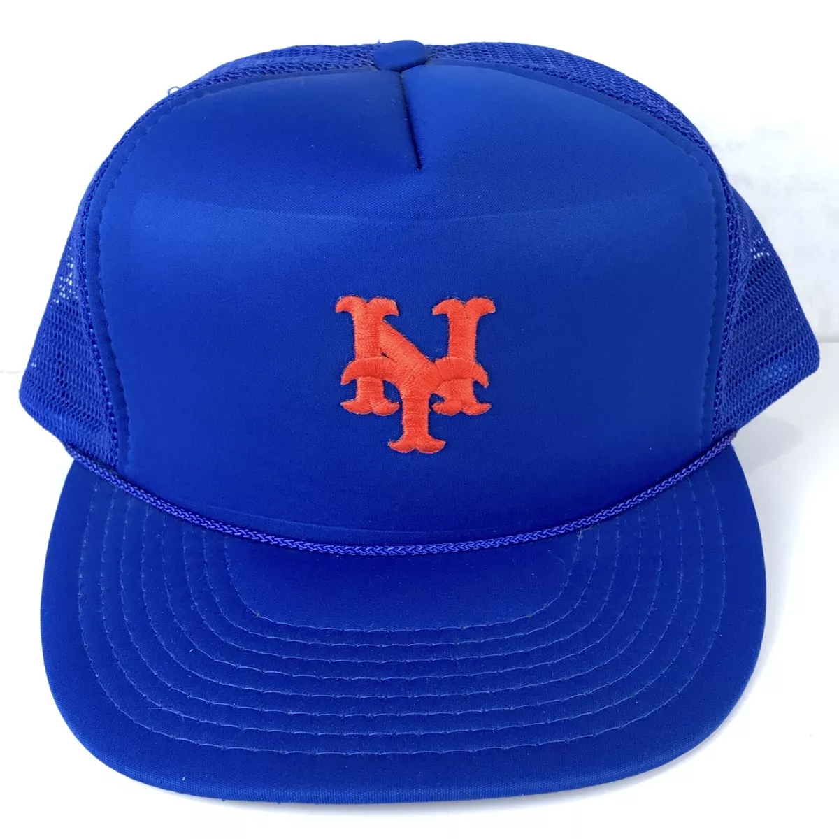 vintage 80s NEW YORK METS SNAPBACK HAT cracked brim mlb baseball nyc trucker