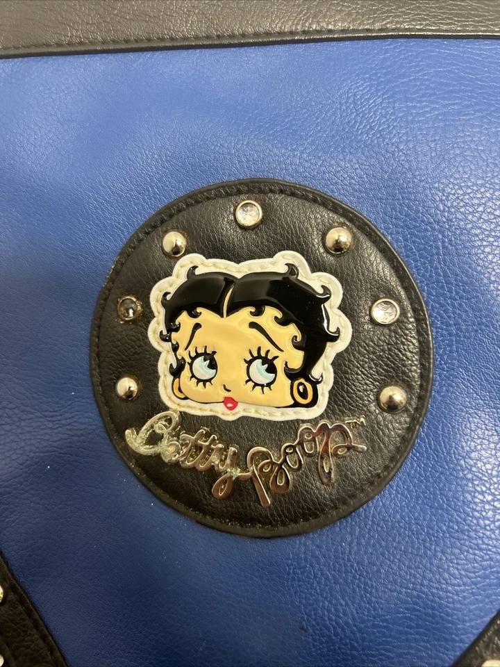 Betty Boop purse crossbody with adj shoulder strap 10X9 man made material. Blue - Image 2 of 4