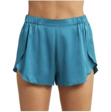 Lunya Womens Washable Silk Tulip Back Pajama Shorts ONLY Large Slope Teal