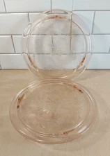 Jeanette Sunflower Pink Depression Glass ~ 10"/3-Toe Cake Plate ~ PAIR ~ Vintage