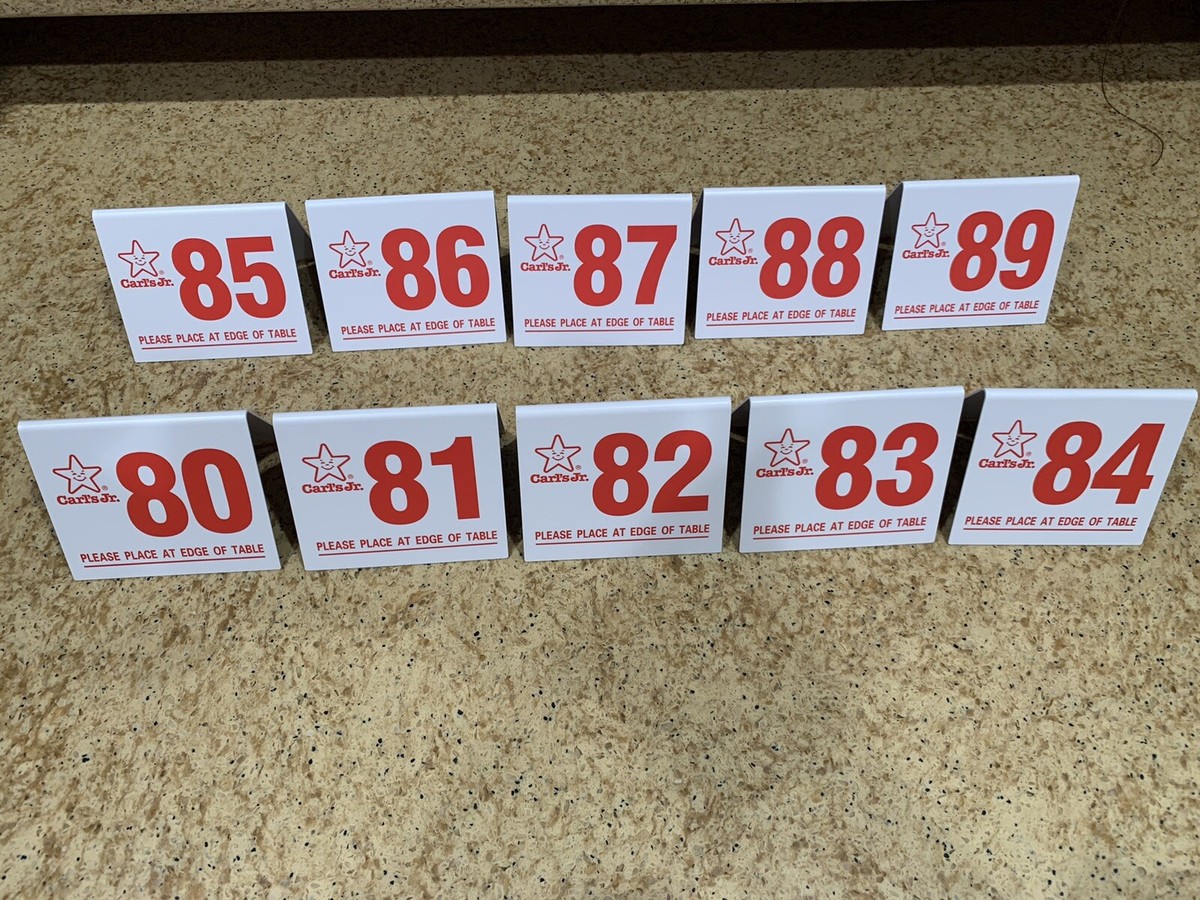 Classic Carl's Jr Table Tent Numbers 00 through 99 | eBay