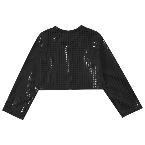 Boys Girls Hiphop Dance Crop Top Sequins Glitter T-shirt Stage Performance Tops - Picture 7 of 45