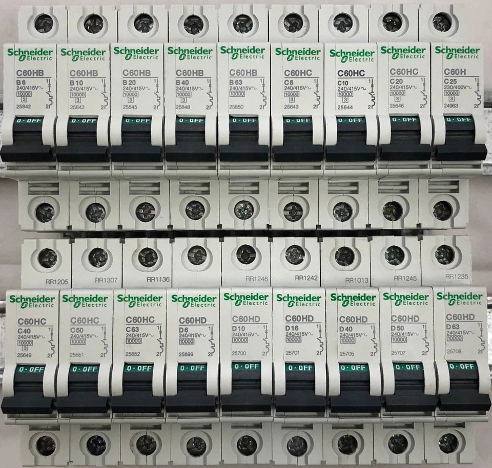 Schneider Multi 9 C60H 6 10 16 20 32 40 50 63 Amp Type B C D SP MCB Merlin Gerin