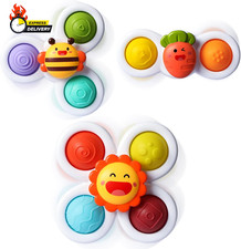 3PCS Pop Suction Cup Spinner Toys for 1 Year Old Boy Girl Novelty Spinning Tops