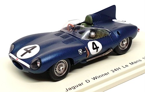 Jaguar D-Type #4 Le Mans 1956 – Miniature Spark 1/43 Bleu Matt – Modèle Résine