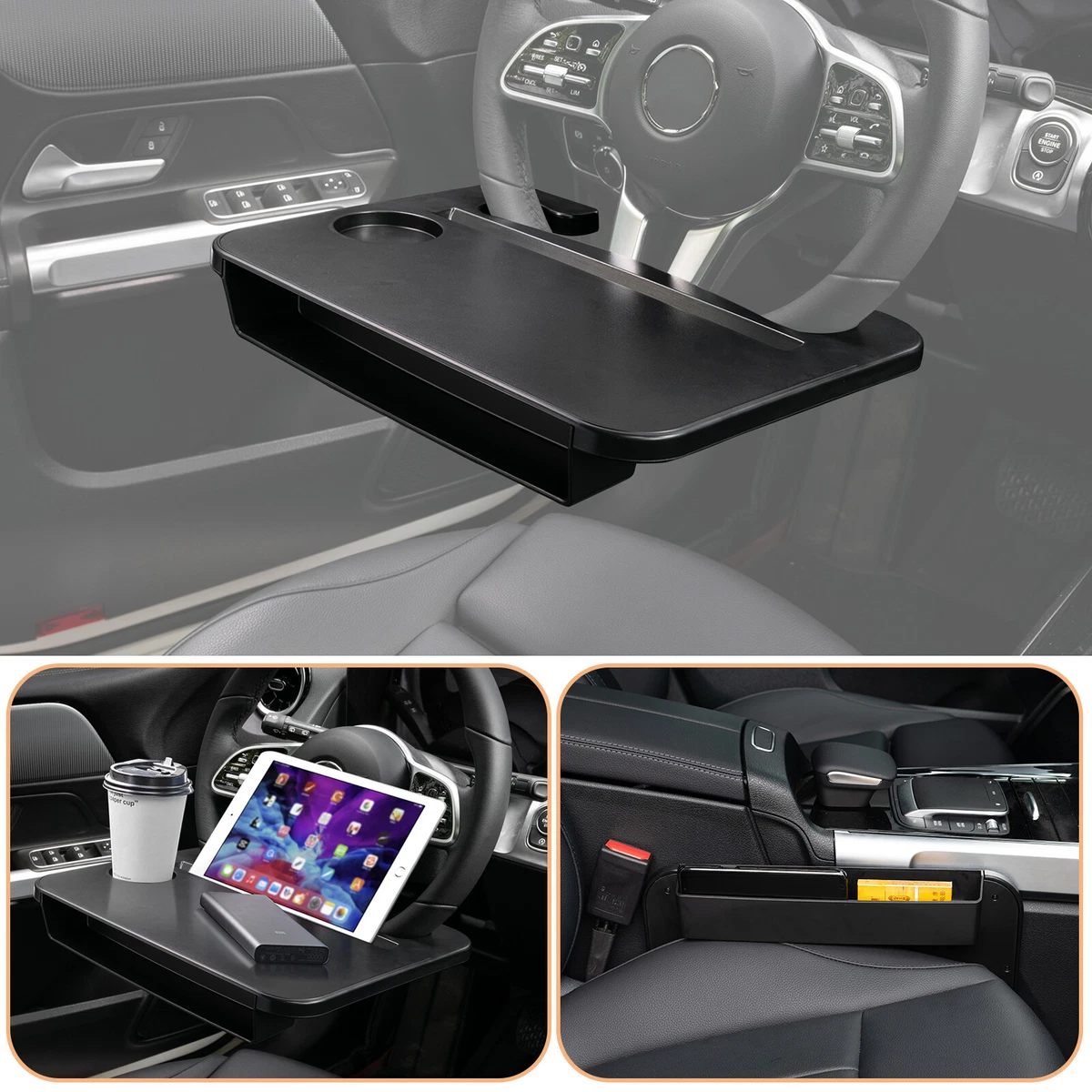 2 in 1 Car Steering Wheel Table Tray For iPad Laptop Dining Food Writing  Holder