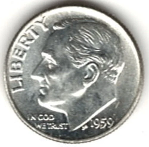 1959 ROOSEVELT DIME in BRILLIANT UNCIRCULATED CONDITION stk B1008