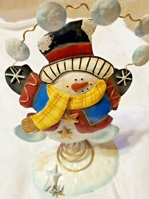 Snow Man Metal Spring Decor snowballs  9 in tall 