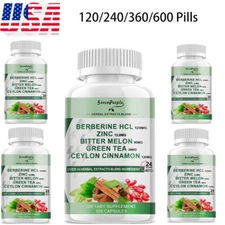 Berberine HCL 10:1 With Ceylon Cinnamon 1200mg Heart Health High Potency 120-600