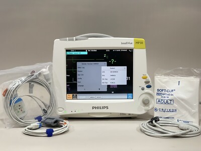 *COMPLETE* PHILIPS INTELLIVUE MP30 M8002A MONITOR W/ M3001A MODULE & ACCESSORIES