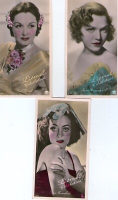 Vintage Werbung Filmstars 28 handkolorierte verschiedene KARTEN LIOMEL SCHOKO...
