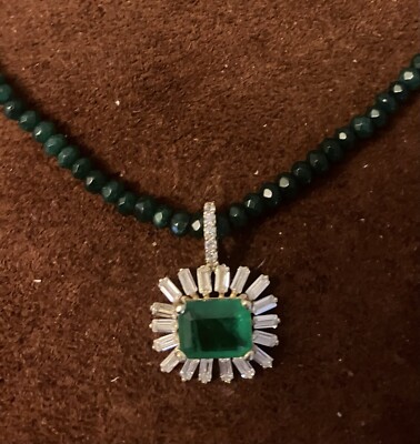 Natürlicher und Labor Smaragd Vermeil Halskette Schmuck Lot k - verstellbar auf 16,5''