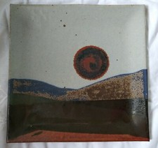 Vtg 9.25" Square Signed Dennis Kirchmann Studio Pottery Plate Indiana Ceramics