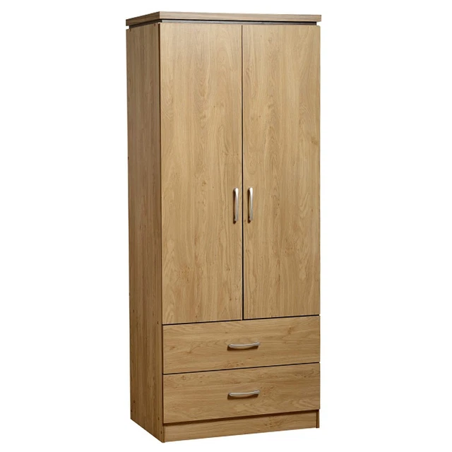 Wood Veneer Wardrobes with Hanging Rail and 2 Doors