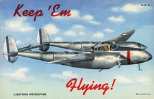 Lightning Interceptor Keep Em Flying 1942 Vintage Postcard COPY