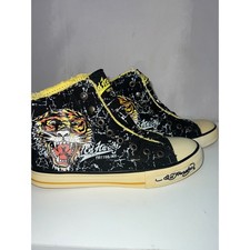 Ed Hardy Tattoo Tiger High Top Sneakers Black Yellow Vintage Y2K Grunge women 7