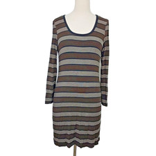 KAREN by Karen Kane Women's Brown Striped A-line Dress Size XL Stretch Flowy