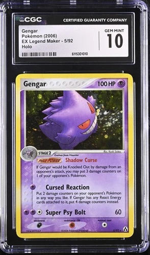 CGC 10 GEM MINT Gengar 2006 EX Legend Maker 5/92 Holo Pokemon Card