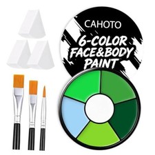 6 Colors Green Face  Body Paint With 3 Sponges  3 6 Colors Green Makeup